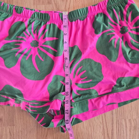 Kate Spade Pajama Set XL Pink Green Floral Button Up Top Shorts - Picture 8 of 8